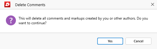 PDF Extra: delete all comments confirmation dialog